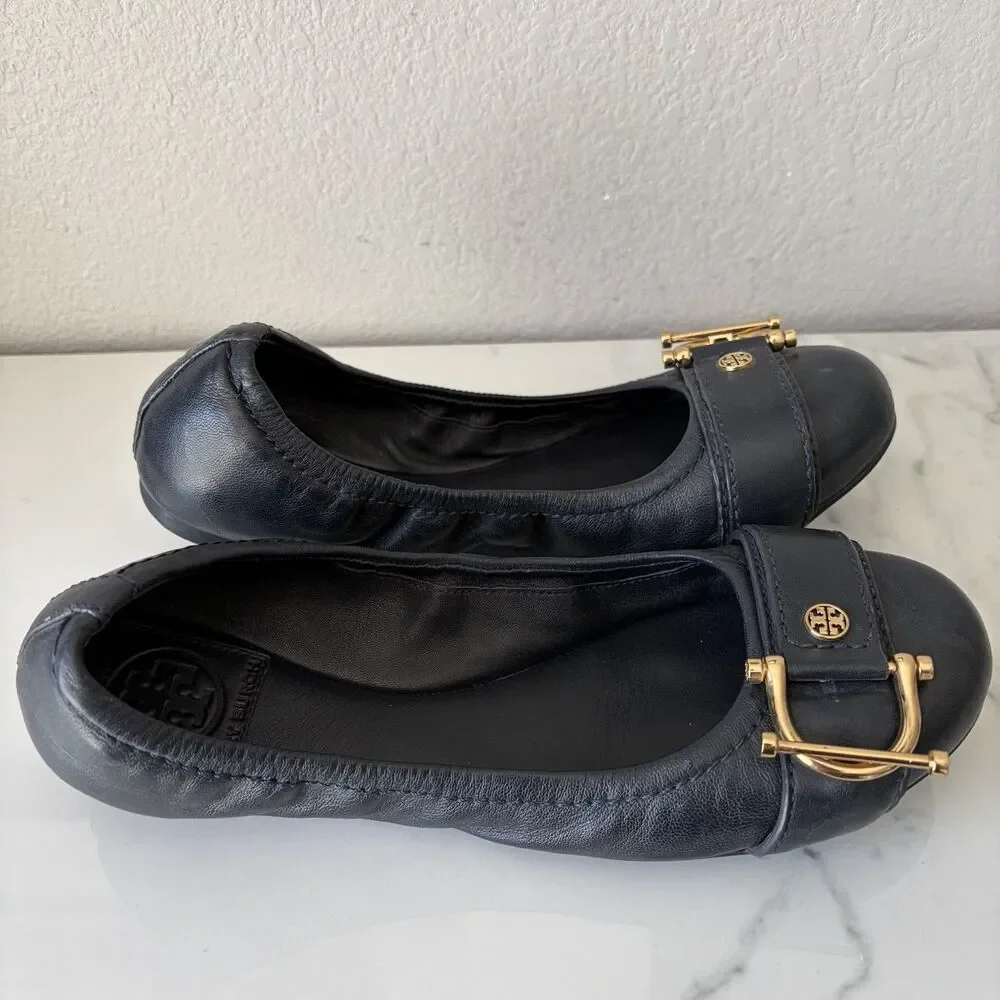 Tory Burch Noel Dark Navy leather ballet flats Size 7